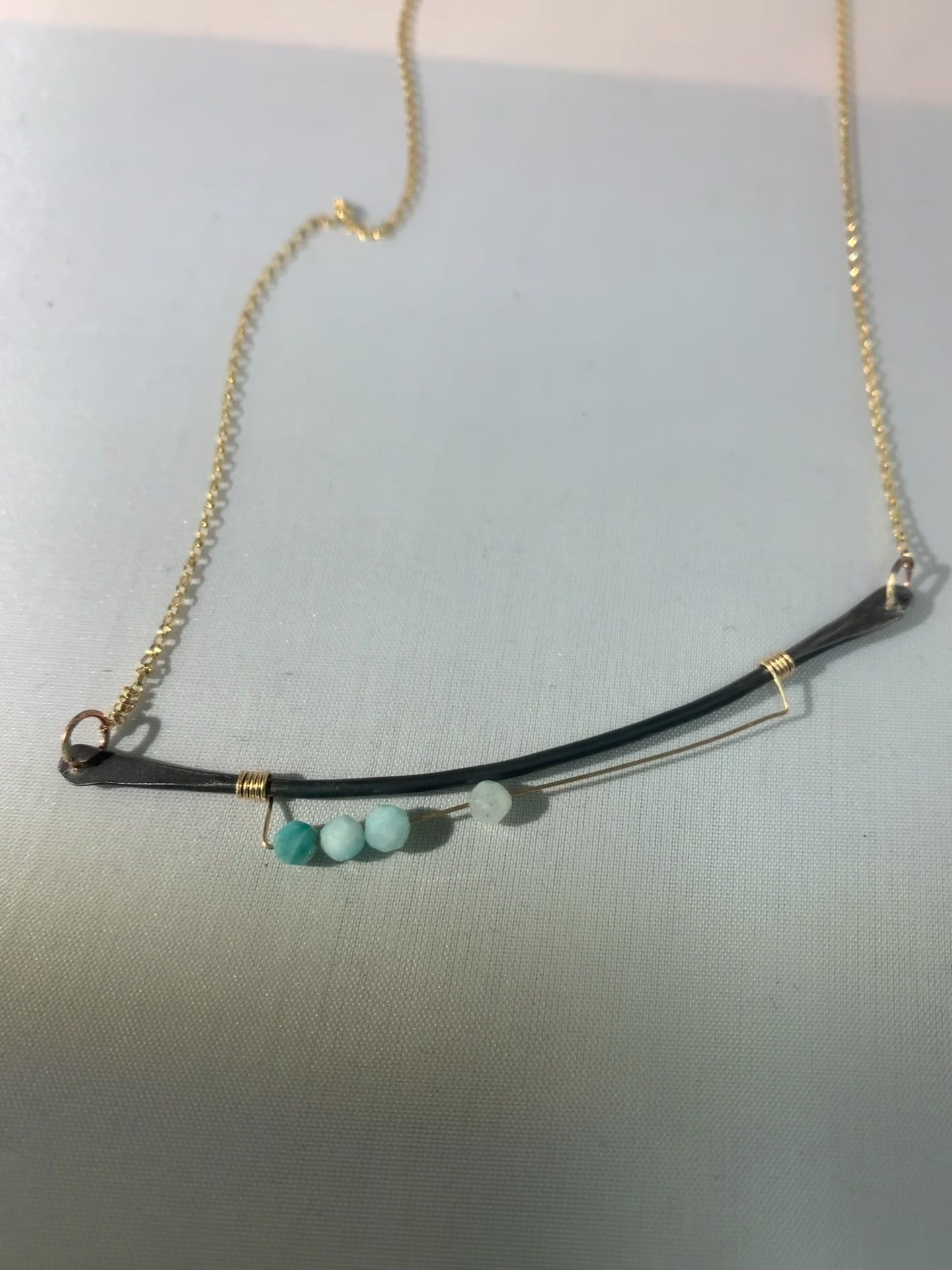 14K Gold fill and Steel Harp Necklace