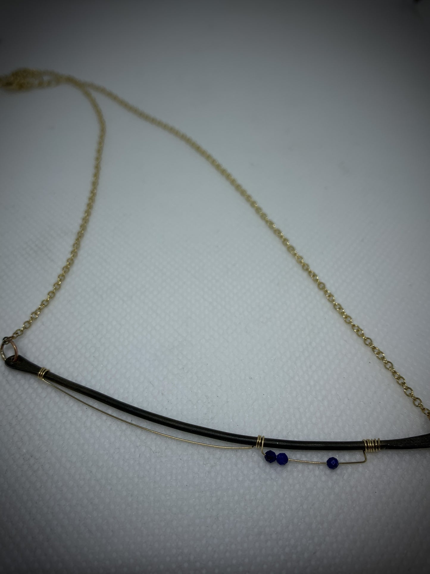 14K Gold fill and Steel Harp Necklace
